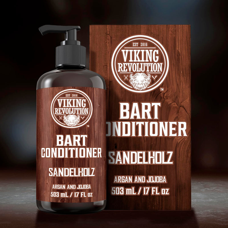 [Australia] - Viking Revolution - Beard Conditioner - Beard Conditioner for Men with Argan Oil & Jojoba Oil - Softening & Strengthening - Sandalwood Fragrance - 500 ml 