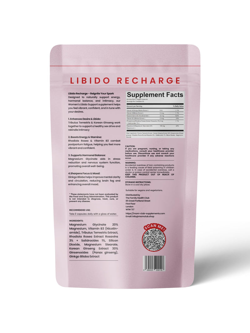 Libido Support for New Moms – Boosts Desire, Energy & Hormone Balance – Daily Supplement with Tribulus, Korean Ginseng, Rhodiola, Magnesium & Vitamin B3 – 60 Capsules – 1 Month Supply