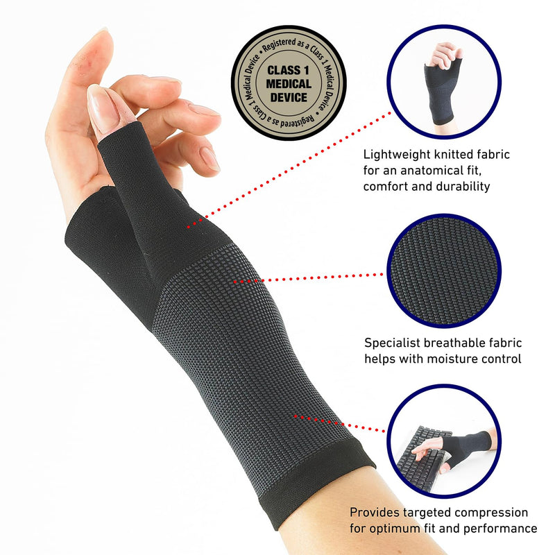 Neo-G Wrist and Thumb Support for Arthritis, Joint Pain, Tendonitis, Sprain - Wrist Brace Wrist Compression Hand Support - M - Black Medium