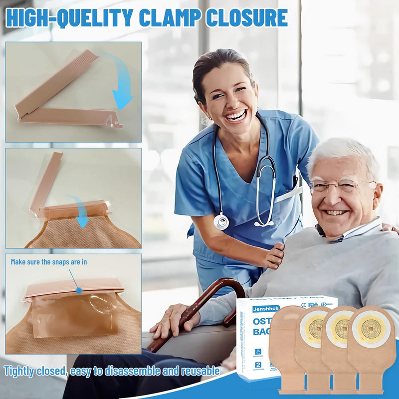 [Australia] - 22 PCS Colostomy Bags, One Piece Drainable Ostomy Pouch for Adult with Closure Ostomy Bag with 4 Tail Closure Clips Ostomy Supplies for Stome Care Colostomy Supplies Ileostomy Supplies 