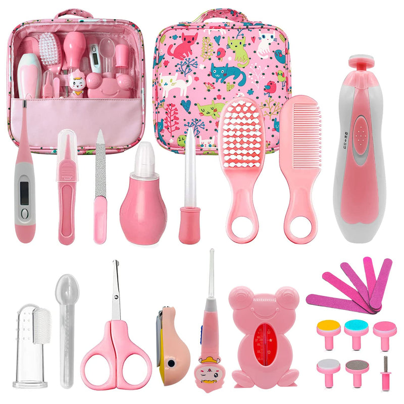 [Australia] - Baby Healthcare and Grooming Kit, 26 in 1 Baby Electric Nail Trimmer Set Newborn Nursery Health Care Set for Newborn Infant Toddlers Baby Boys Girls Kids Haircut Tools 26 in 1 Pink 
