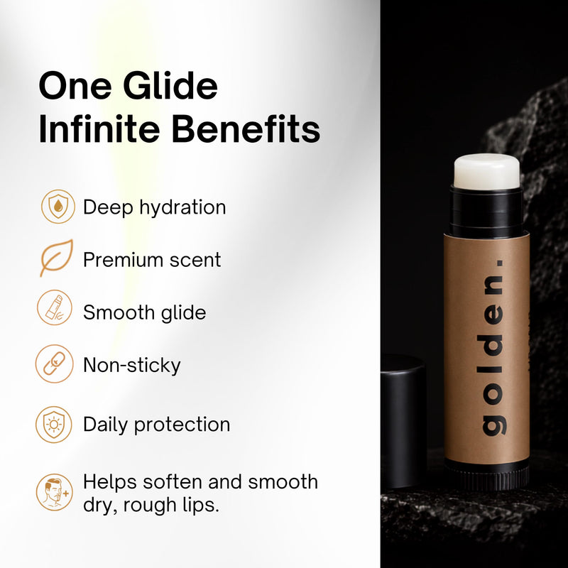 Golden Grooming Co. Lip Balm Set for Men - Soothing & Moisturizing Lip Balms for Dry, Cracked, Chapped Lips - Infused with Aloe Vera & Vitamin E - Vanilla Scent - Pack of 10