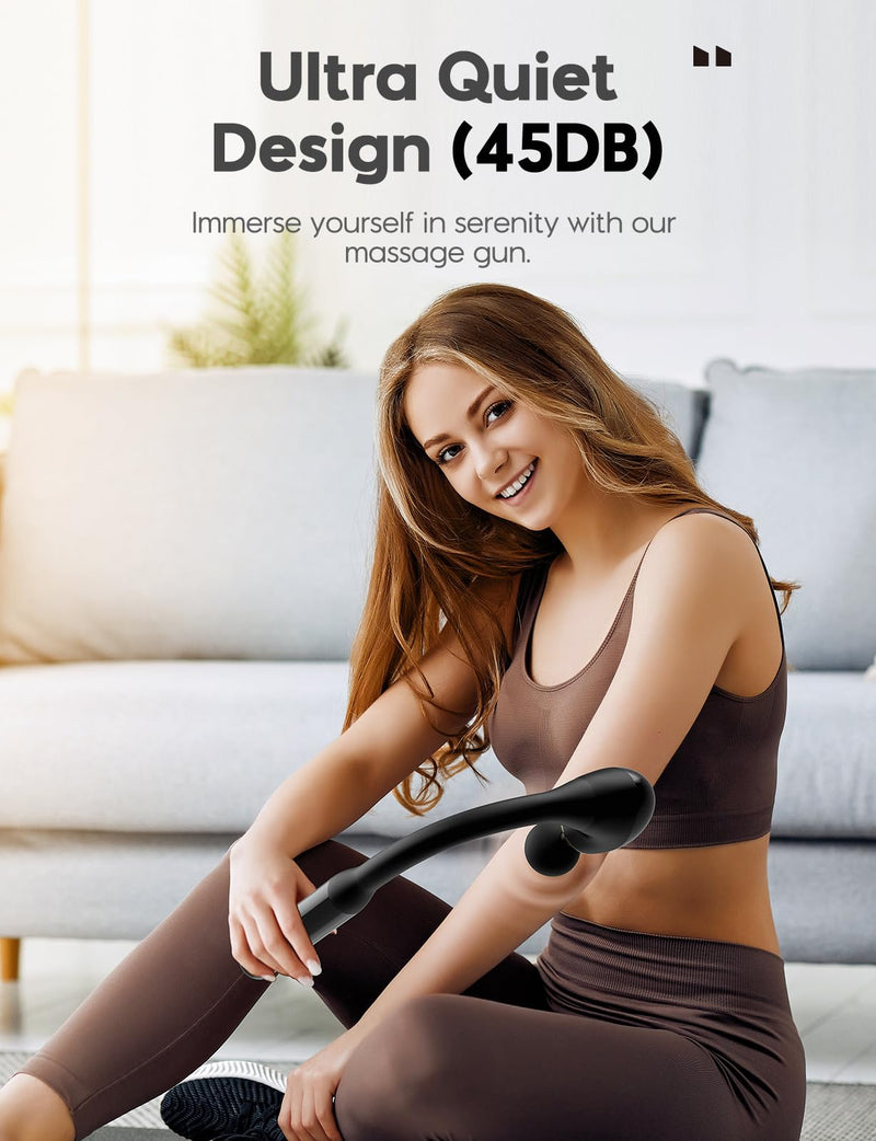 [Australia] - FVZ Massage Gun with Upgraded Extension Handle, 10MM Massage Gun Deep Tissue, Back Massager, Muscles/Neck/Shoulders/Waist/Legs Massager Portable for Pain Relief, 4 Massage Heads & 5 Speed Levels Black 