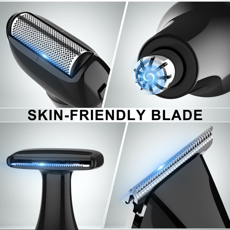 [Australia] - Hatteker Men's Back Shaver Body Trimmer Electric Body Groomer Face, Arm, Chin Beard Trimmer Cordless Hair Clipper with Adjustable Extension Trade Waterproof 