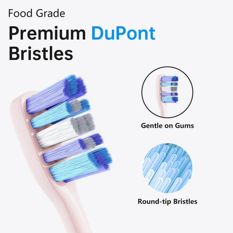 Replacement Electric Toothbrush Heads, 4 Pack for One Year of Use, Durable Brush Heads Refills, 10x Plaque Removal/Optimal Tooth Cleaning/Whitening (Pink, Medium) Pink