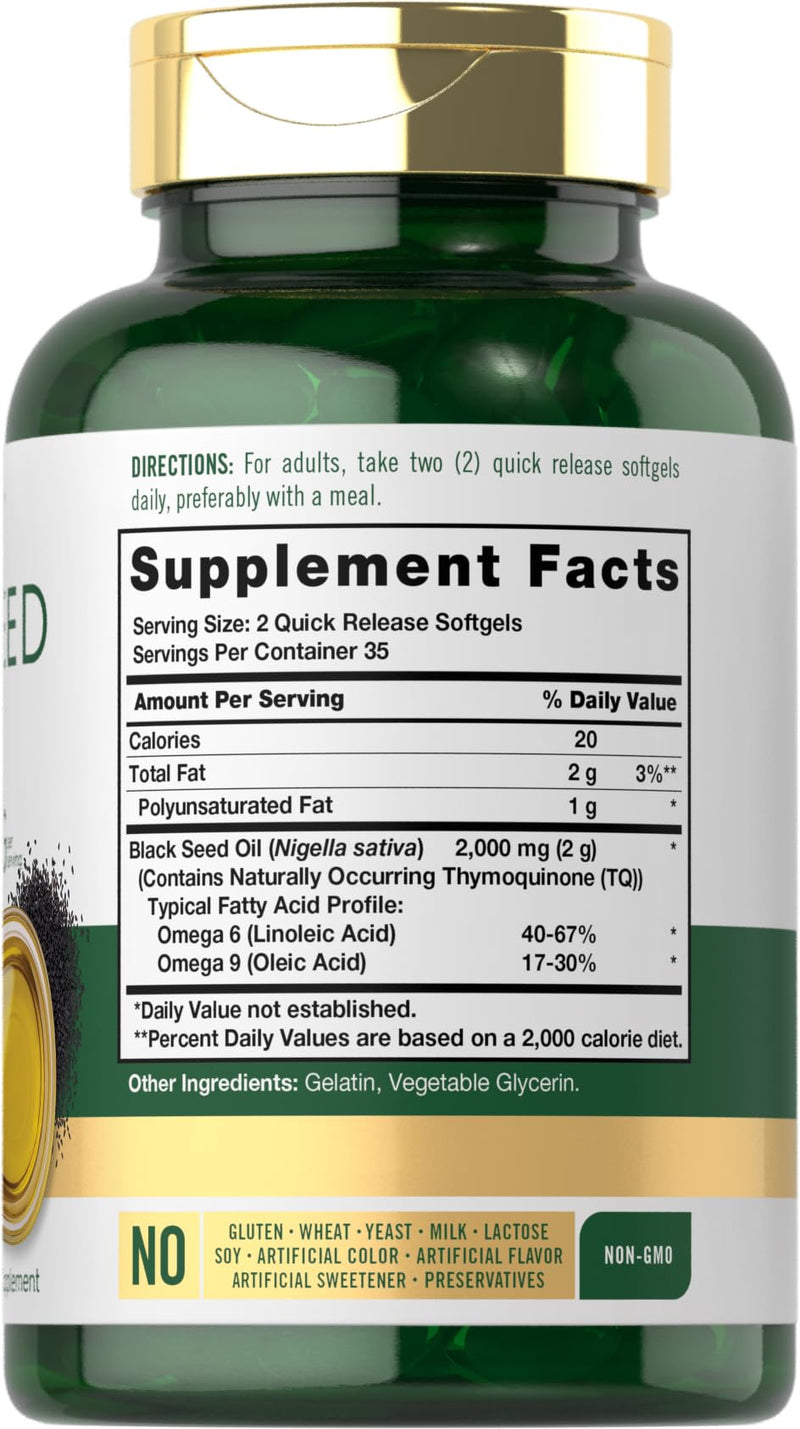 [Australia] - Carlyle Black Seed Oil 2000mg | 70 Softgel Capsules | Non-GMO, Gluten Free Herbal Supplement 