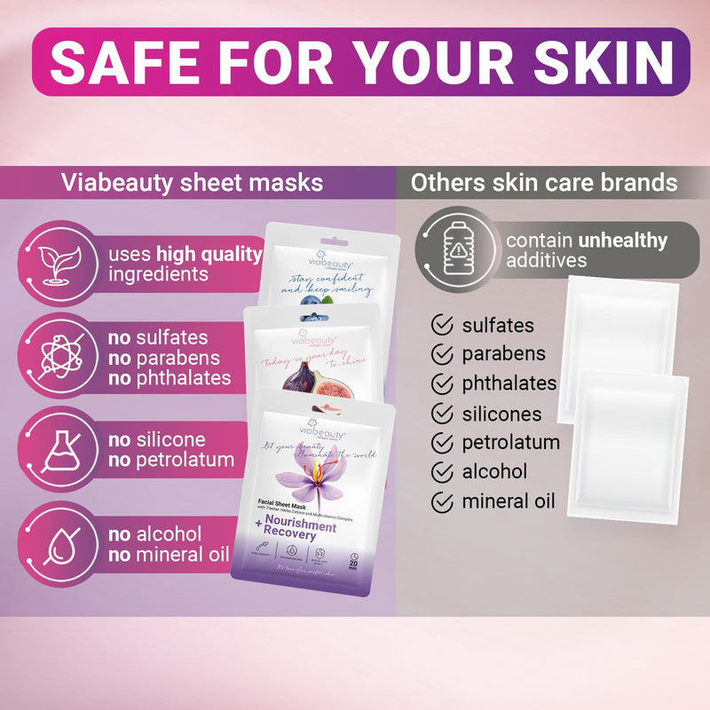 VIABEAUTY 6 Pack of Sheet Face Masks Skincare - Collagen Face Mask Sheets with Hyaluronic Acid, Vitamin C, Snail Mucin - Facial Sheet Mask for Hydrating, Moisturizing, Rejuvenating 1 Count (Pack of 6)