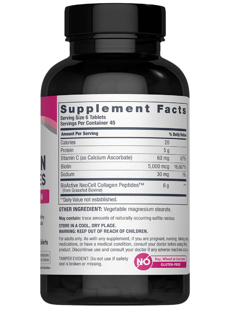 NeoCell Collagen Peptides Pills | 270 Caplets | with Vitamin C and Biotin | Grass Fed Bovine | Hair, Skin, & Nails | for Women and Men 270 Count (Pack of 1) Vitamin C+ Biotin