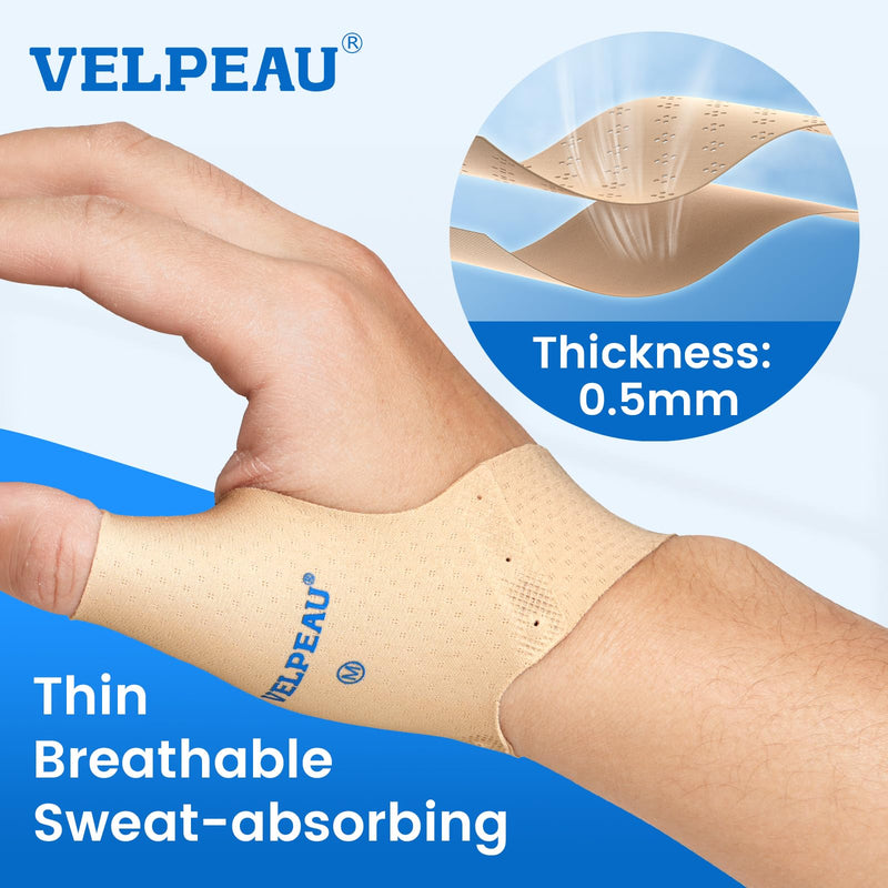 [Australia] - Velpeau Thumb Compression Sleeve for Tendonitis (Pack of 2), Seamless Technology, Gloves Wraps for Arthritis Pain Relief for Women & Men, Splint Liner, Fits Both Hands (Khaki, Short Version, M) Medium Short Version-Khaki 