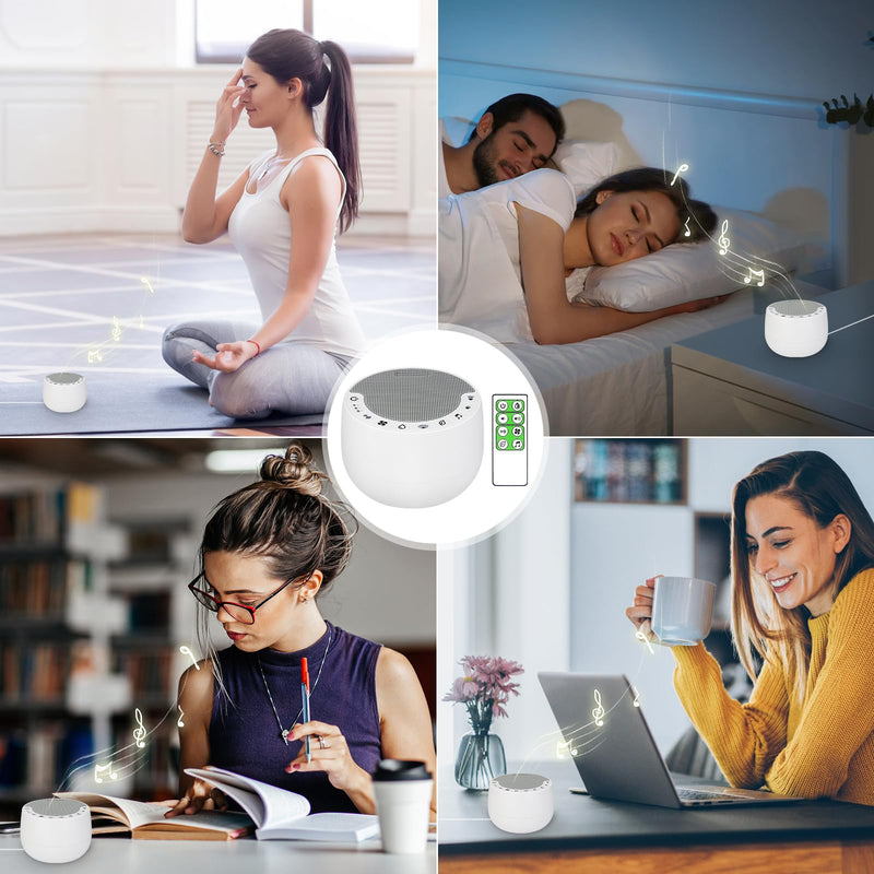 [Australia] - BIGMONAT White Noise Sleep Aid with Remote Control, with 70 Natural Soothing Sounds and AC Adapter, with Memory and Timing Functions to Improve Insomnia-White White-1 