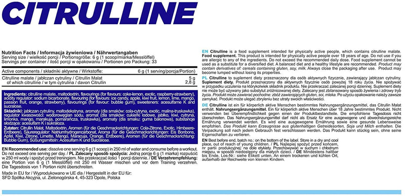 [Australia] - ALLNUTRITION Citrulline | 200g per container | Amino acids L-Citrulline pump strength training body building | Dietary Supplement (Lemon) Lemon 