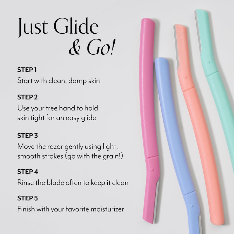 [Australia] - Bliss Stainless Steel Disposable Dermaplaning Tools | Facial Exfoliator and Eyebrow Razor to Dermaplane Peach Fuzz - 8 pack 