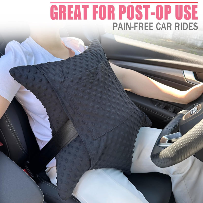 [Australia] - Star Shape Hysterectomy Pillow for Abdominal Surgery with 2 Pockets, Hysterectomy Pillows Must Have Recovery Gift Post Surgical Stomach Tummy Tuck Belly Cushion, Minky Dot Black Star Lounger Black 
