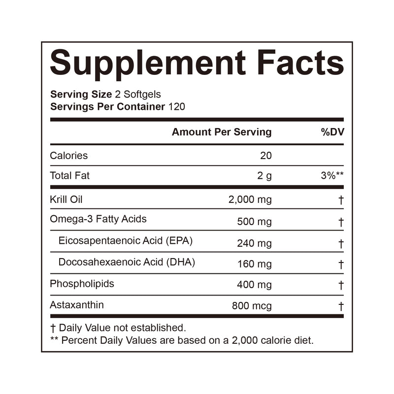 Antarctic Krill Oil Supplement with Omega-3 EPA & DHA and Natural Astaxanthin, Supports Heart & Joint Health, Non-GMO, 240 Softgels