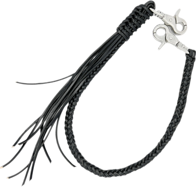 Braided Genuine Leather Wallet Chain With Swivel Trigger Snap ，Stylish Biker Punk Key Chain For Men Black 2