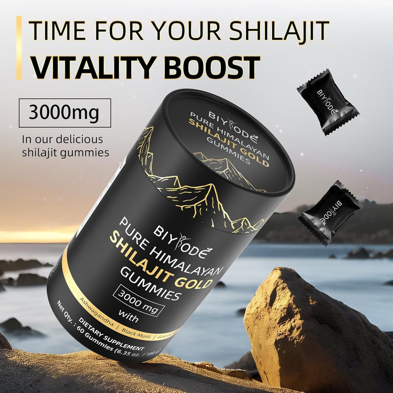 [Australia] - Shilajit Gummies: Pure Shilajit Himalayan Rich in Ashwagandha Gaulshura Fulvic Acid 85 Micronutrients Suitable for Men and Women No Added Sugar 1 Count (Pack of 60) 
