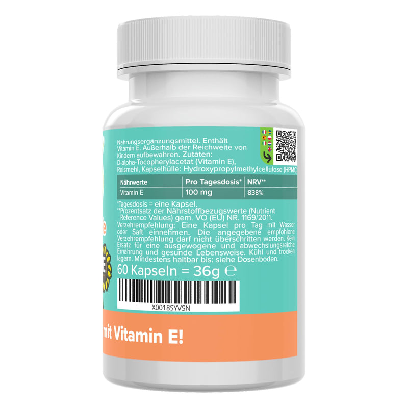 [Australia] - Vitamin E capsules - high dosage - 100 mg / 150 iU - quality from Germany - natural - vegan - without additives - vegetable tocopherol - small capsules instead of tablets - Vitamineule® 