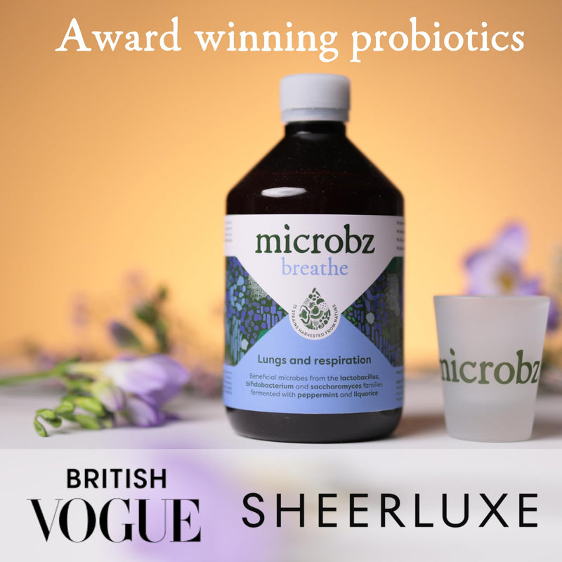 MICROBZ Breathe Liquid Probiotics for Gut Health – Award-Winning Probiotic Supplement with 15 Strains & Fermented Herbs for Respiratory Health – Gluten Free & Vegan Probiotic Drink – 31 Servings 7. Breathe