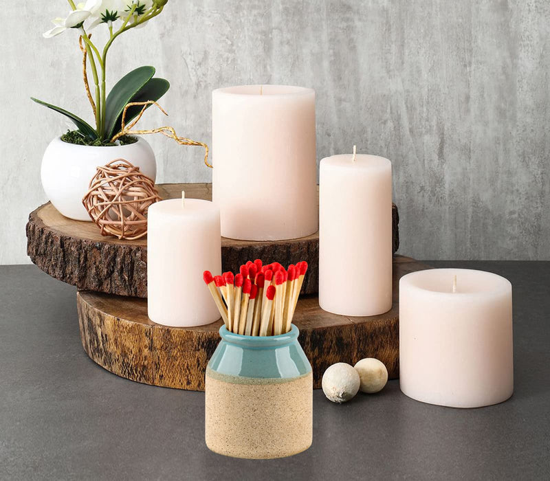 [Australia] - Match Cloche Decorative Matches Jar with Match Striker Set of 2 Mini Pottery Match Holder with Striker 