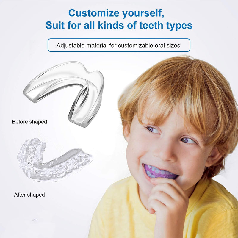 [Australia] - 4 Pack Kids Mouth Guard for Grinding Teeth, Night sleep Teeth Guards, Eliminates TMJ & Teeth Clenching, Stops Bruxism, Teeth Whitening Tray, Sport Athletic Mouth Guard (kid Size only fit for kids) 