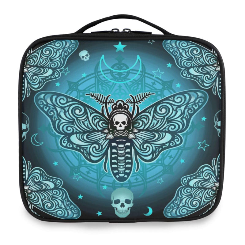 MNSRUU Travel Makeup Bag, Butterfly Skull Makeup Bag Organizer Goth Cosmetic Bag for Women Travel Toiletry Bag with Adjustable Dividers Skull 02