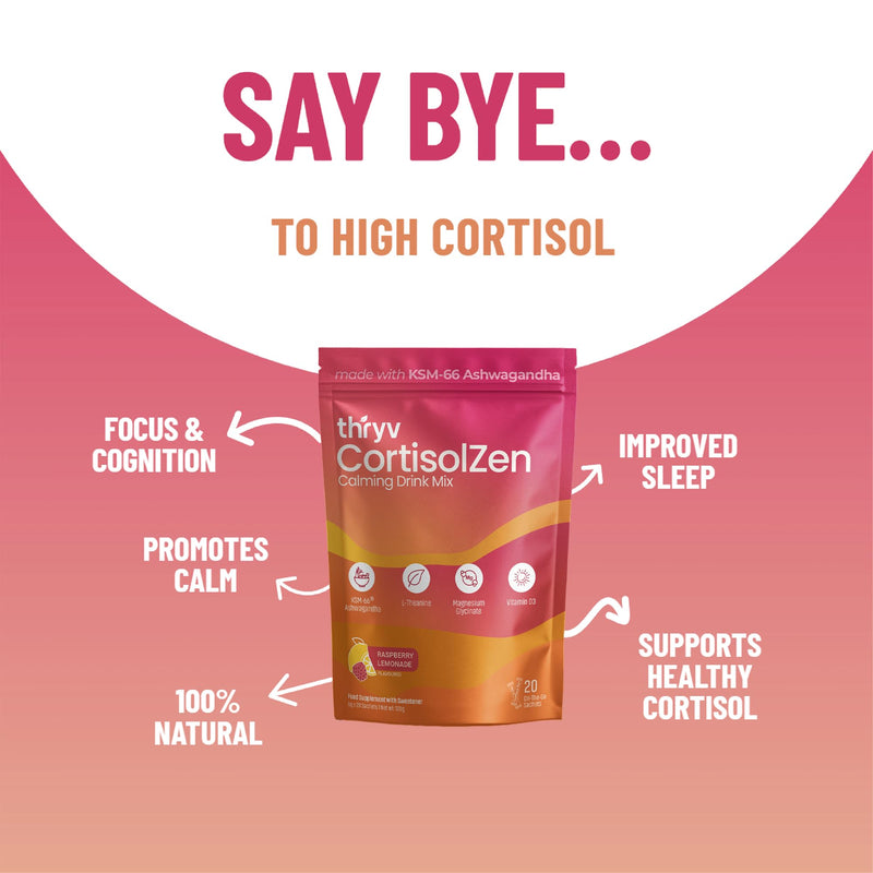Cortisol Drink Sachets - Magnesium Powder with KSM-66 Ashwagandha, L-Theanine, Vitamin D3 - Sugar Free Calm Drink for Stress Relief, Focus, Memory & Relaxation - 20 Servings