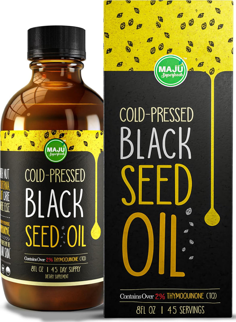 [Australia] - MAJU Black Seed Oil - 3 Times Thymoquinone, Cold-Pressed, 100% Turkish Black Cumin Seed Oil, Liquid Pure Blackseed Oil, Glass Bottle, 8 oz 8 Fl Oz (Pack of 1) 