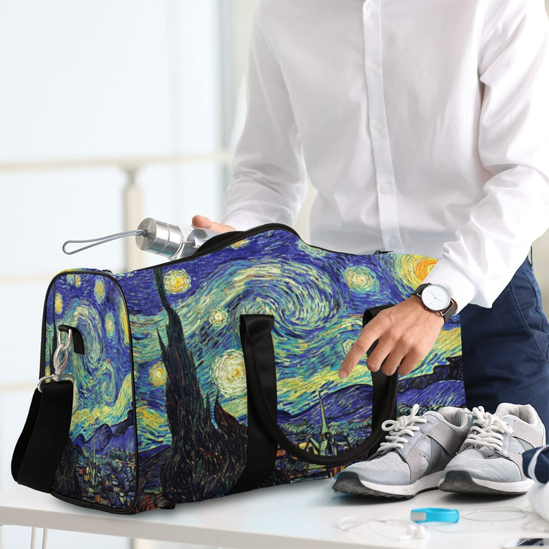 Starry Night Art Travel Duffel Bag, Starry Night Sports Gym Bag Waterproof Weekender Bag Overnight Travel Carry on Bag Duffel Tote for Women and Men