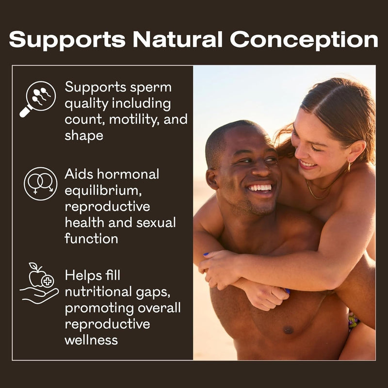 MyOva Male Fertility Supplements - Enhances Sperm Quality, Count & Hormonal Balance - Supports Conception for Men - Includes Zinc, Selenium, Vitamins C, D, E - 60 Capsules 1 count (Pack of 60)