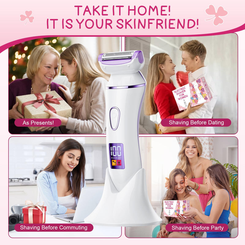 [Australia] - Electric Shaver for Women, Gifts for Women, Electric Razor for Womens, Rechargeable Wet DryLady Hair Remover,IPX7 Waterproof, Shaver for Legs (Purple) 