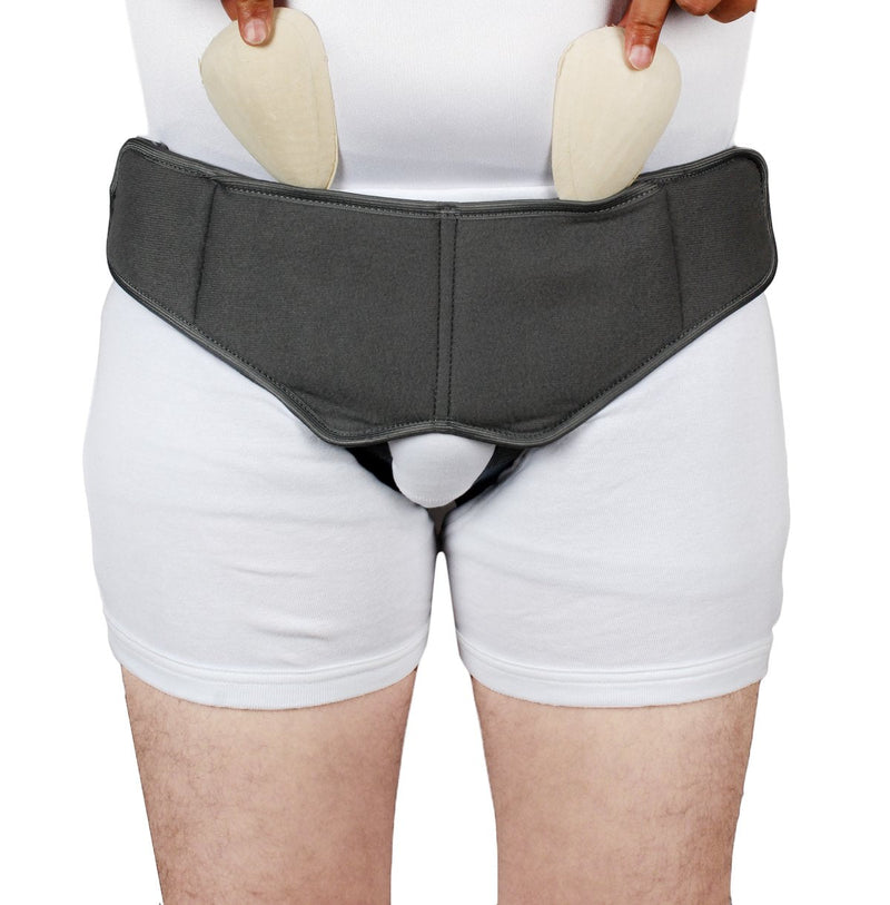 Hernia Belt for Men Hernia Support Truss for Single/Double Inguinal or Sports Hernia, Adjustable Waist Strap with 2 Removable Compression Pads Breathable Material (GREY) (Medium(32" - 36")) Medium(32" - 36")