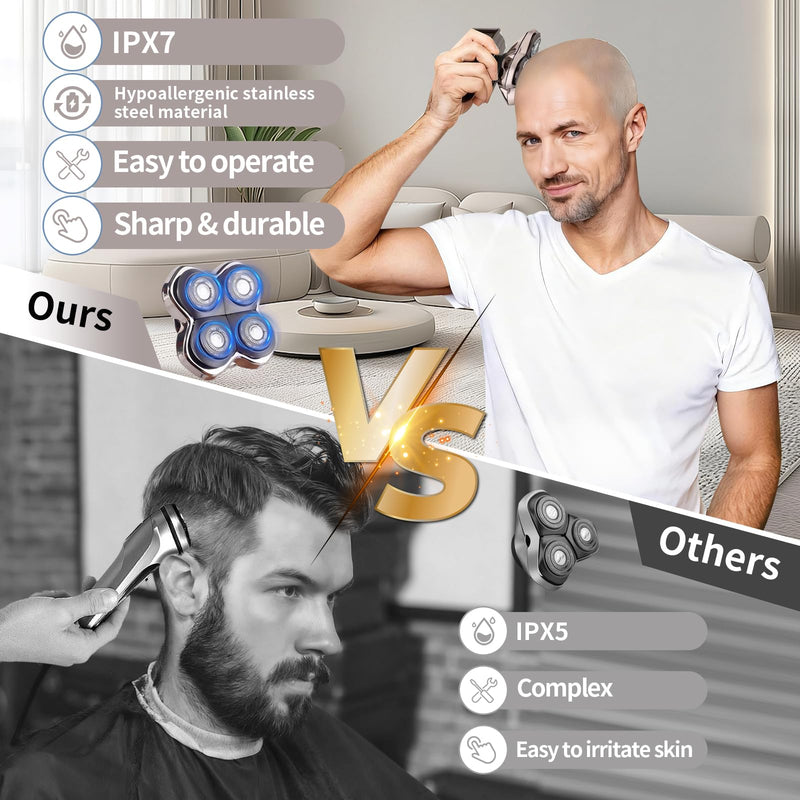 [Australia] - 2 Pack Head Shaver Replacement Heads Compatible with Skul Pitbulls Gold PRO,Silver PRO, Platinum PRO,Butterfly Kiss PRO - Hypoallergenic Stainless Steel Shaver Foil Replacement - 4D Floating Blade 2 Pack 