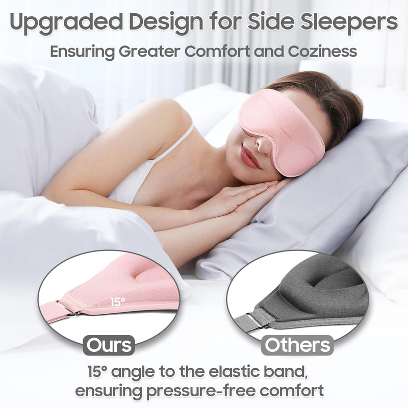 [Australia] - Sleep Mask - Total Blackout 3D Sleeping Mask, Super Lightweight & Silky Soft Eye Mask for Sleeping, Fully Adjustable Fit for Home, Office, Traveling, Meditation, Yoga, Pink 