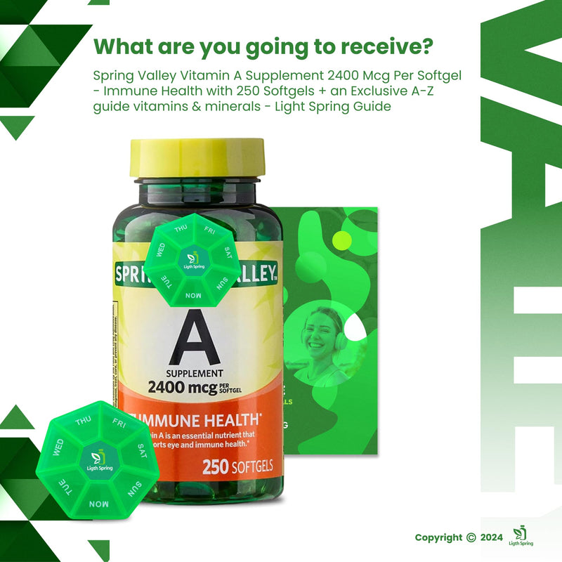 [Australia] - Vitamin A Supplement 2400 mcg, 250 Softgels with Bundle Exclusive Vitamins & Minerals - A to Z - Better Ligth&Spring Guide 
