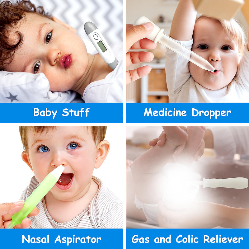 [Australia] - Baby Healthcare and Grooming Kit, 28 in 1 Portable Baby Essentials Kit Electric Nail Trimmer Set with Gas Relief Hair Brush Comb Nasal Aspirator for Newborn Boys Girls (Grey White) 28 Kits-Grey White 