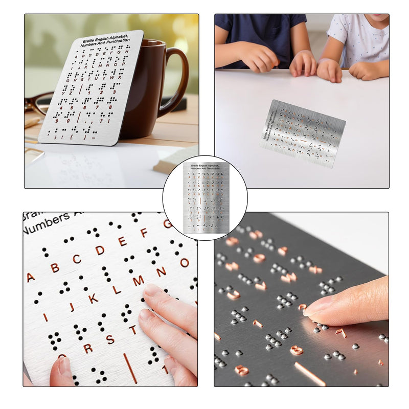 Braille Alphabet Board with Raised Dots Punctuation,Aluminum Letter Fingerboard for Beginners,Portable Braille Teaching Aid,Board Braille Instruction Tool,Visually Impaired Products for Blind People
