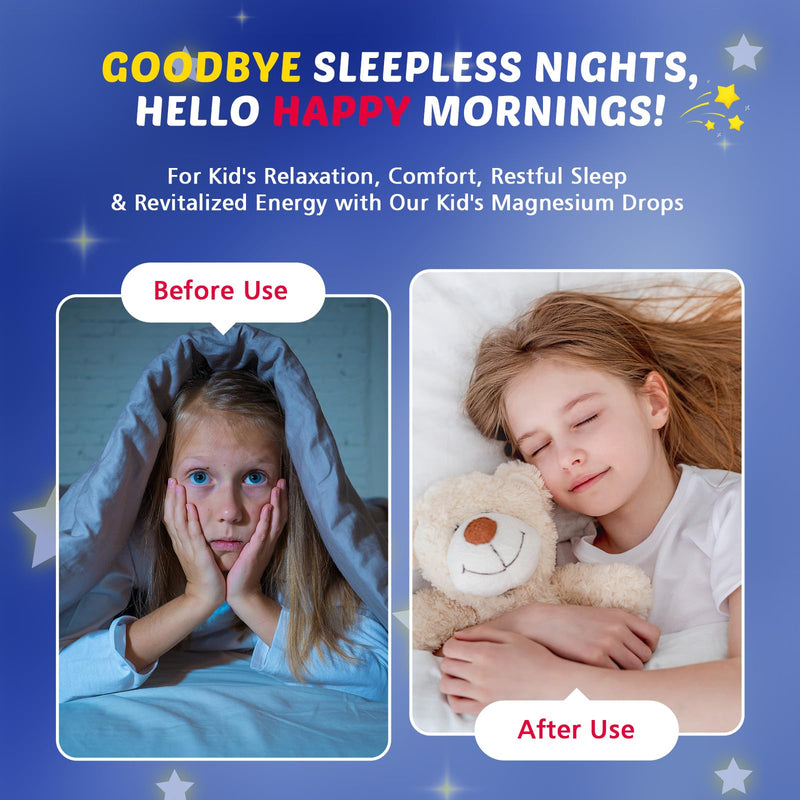 Magnesium Glycinate Liquid for Kids with L-Theanine, Omega-3 | Vitamin D3, K2, Zinc, Kids Magnesium Liquid Drops for Sleep & Calm, Brain, Bone, Sugar Free, Raspberry Flavor, 2 Bottles