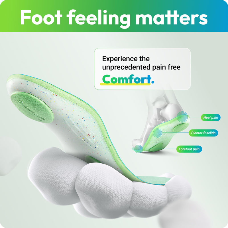 [Australia] - VALSOLE Orthopedic insoles, plantar fasciitis shoe insoles, for heel spurs, flat feet, foot pain, comfort men's and women's insoles, suitable for sports and work shoes... 38.5-41 EU-26.1cm green 