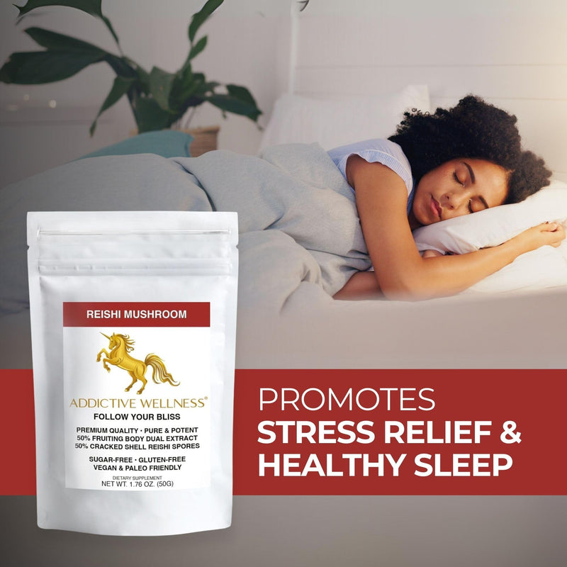 Addictive Wellness Reishi Mushroom Extract Powder + Spores (50/50 Blend) Wood Grown Pure & Potent Wildcrafted Ganoderma 50 g (Pack of 1)