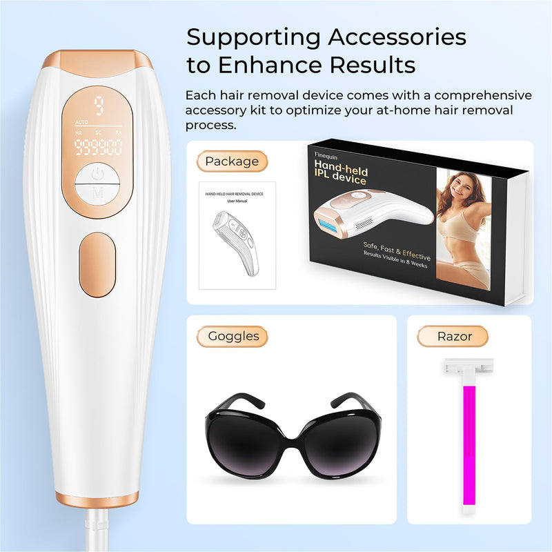 [Australia] - Laser Hair Removal, IPL Laser Hair Removal for Women and Men Permanent, Hair Removal Device with 3.0 IPL Red Light Wave, Home Laser Hair Removal Device for Facial Legs Armpits Bikini Body Use Gold White 