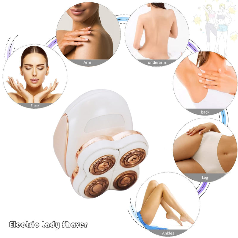 [Australia] - Electric Razors for Women, Rechargeable Bikini Trimmer with LED Light & Floating Heads Painless Shaver for Body Legs Bikini Facial Hair Removal Cordless Womens Trimmer for Lady Grooming 