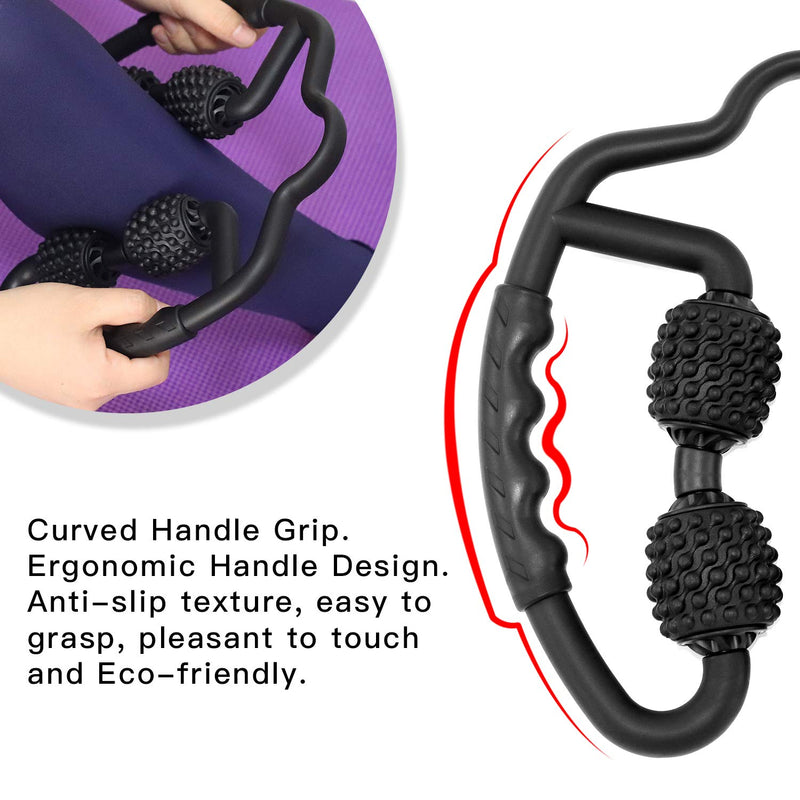 [Australia] - Cellulite Massage Tool Muscle Roller - Deep Fascia Massager & Dimpled Skin Remover for Legs, Thighs & Buttocks - Anti-Cellulite Roller, Smooth Skin, Pain Reliefs Black（Black - 4 Wheel） 4 Wheel - Black 
