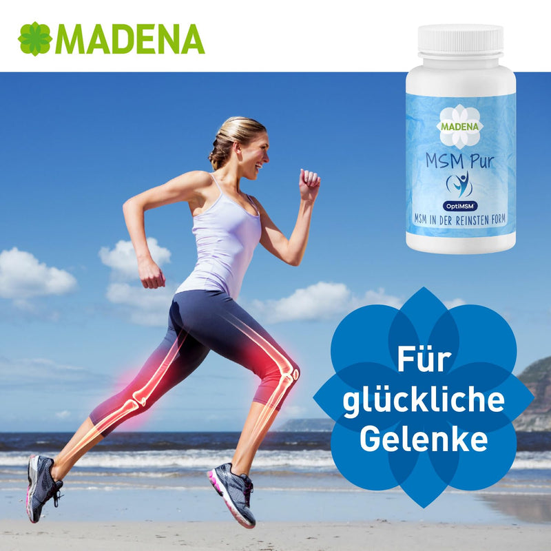 [Australia] - MADENA MSM Pur, OptiMSM Methylsulfonylmethane 90 capsules vegan, the purest MSM in the world, high dosage and optimally bioavailable in the form of coarse flakes 