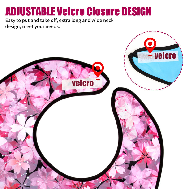 [Australia] - Adult Bibs for Women, 3 Packs Waterproof Adult Clothing Protectors with Crumb Catcher Style 3 Velcro Clouse 