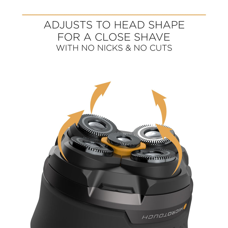 [Australia] - Microtouch Titanium Electric Head Shaver - Rechargeable Head and Face Shaver for Men, Cordless Razor, Hypoallergenic Wet/Dry Shaving, Precision Head Trimmer, Lithium Power, Battery Powered 
