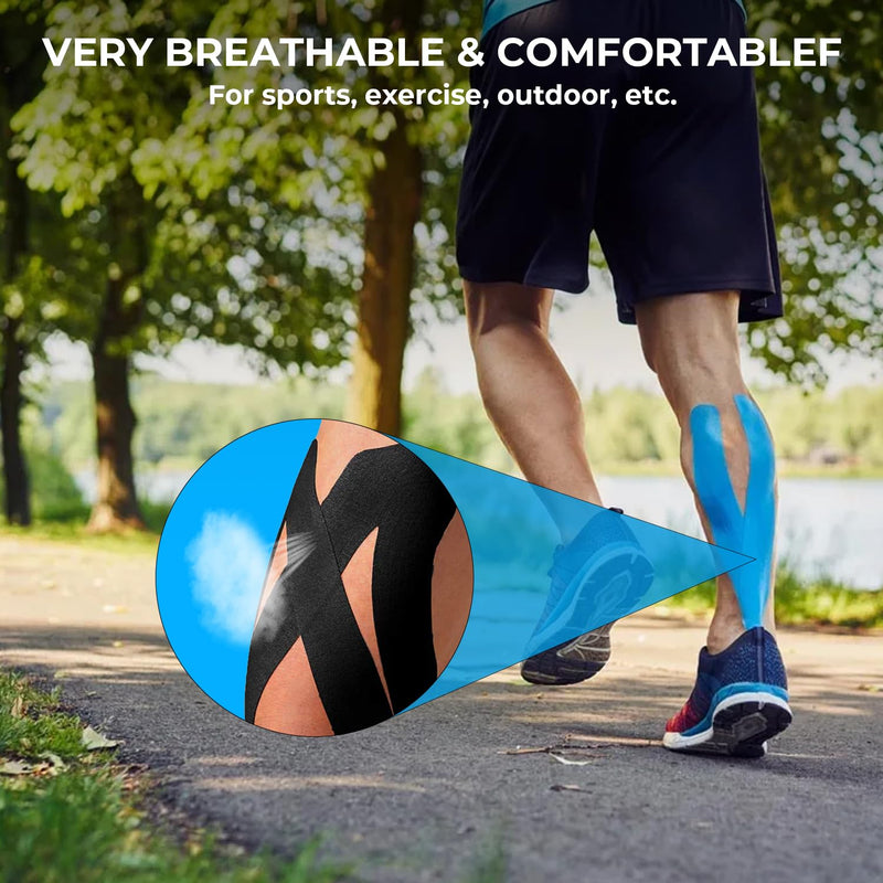 [Australia] - Grunda Kinesio Tapes - 3 Kinesiology Tape Rolls (5 cm x 5 m) Kinesio Tape - Professional Physio Tape and Sports Tape - Waterproof & Skin-Friendly Sports Tapes for Muscle Support, Knee Pain 500 x 5 cm (3 Pieces) Blue + Black + Pink 