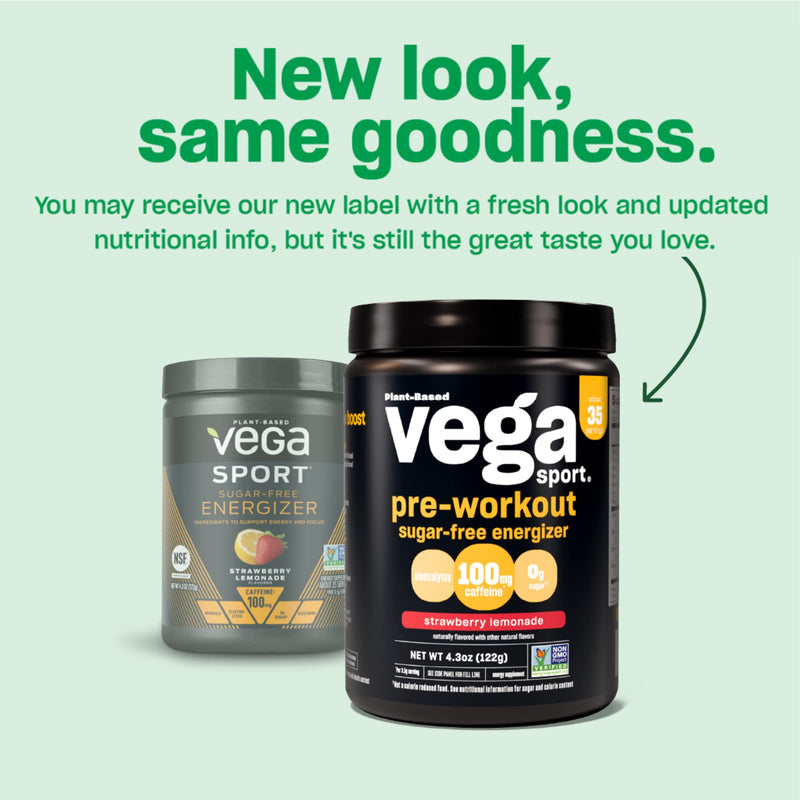 Vega Sport Sugar Free Pre-Workout Energizer, Berry - Pre Workout Powder for Women & Men, Supports Energy and Focus, Electrolytes, Vegan, Keto, Gluten Free, Non GMO, 4 oz Sugar Free Berry
