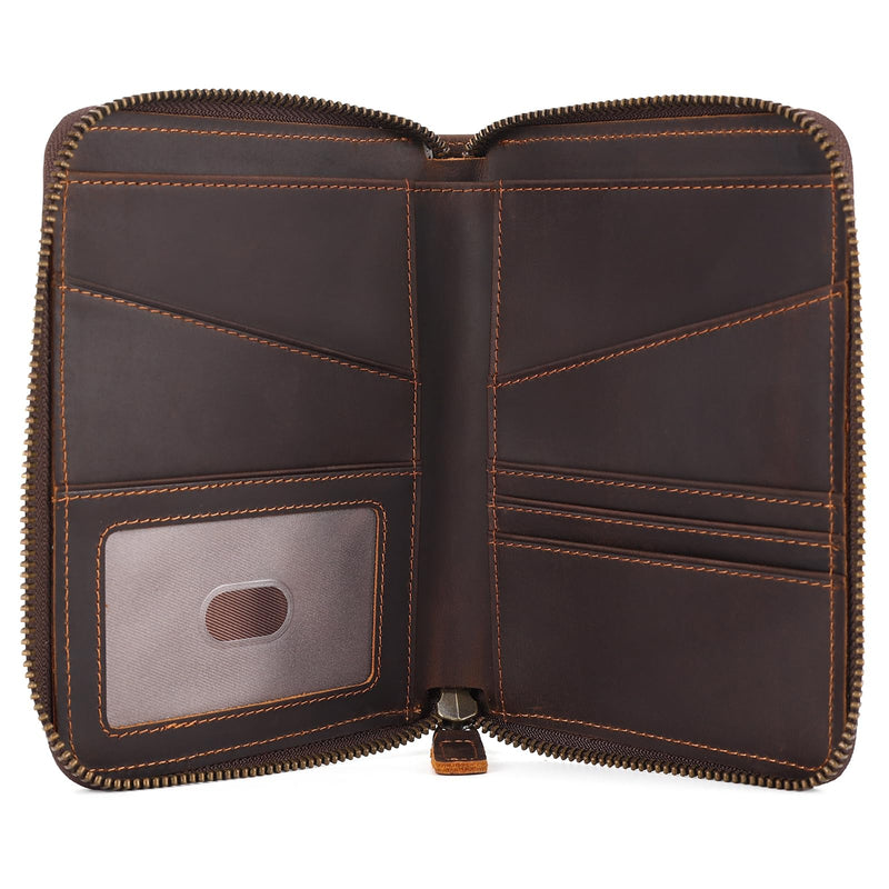 Polare Full Grain Leather Dual Passport Wallet and RFID Blocking Bifold Passport Cover Travel Document Organizer Holder 2 Passports (Dark Brown) Dark Brown