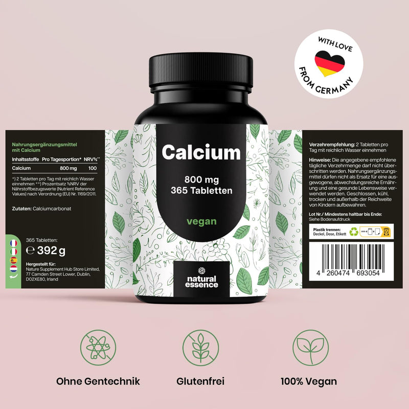[Australia] - Calcium tablets high dose - 365 tablets - 800mg calcium per day - calcium tablets/calcium high dose - 180 days supply - vegan and produced in Germany Original 