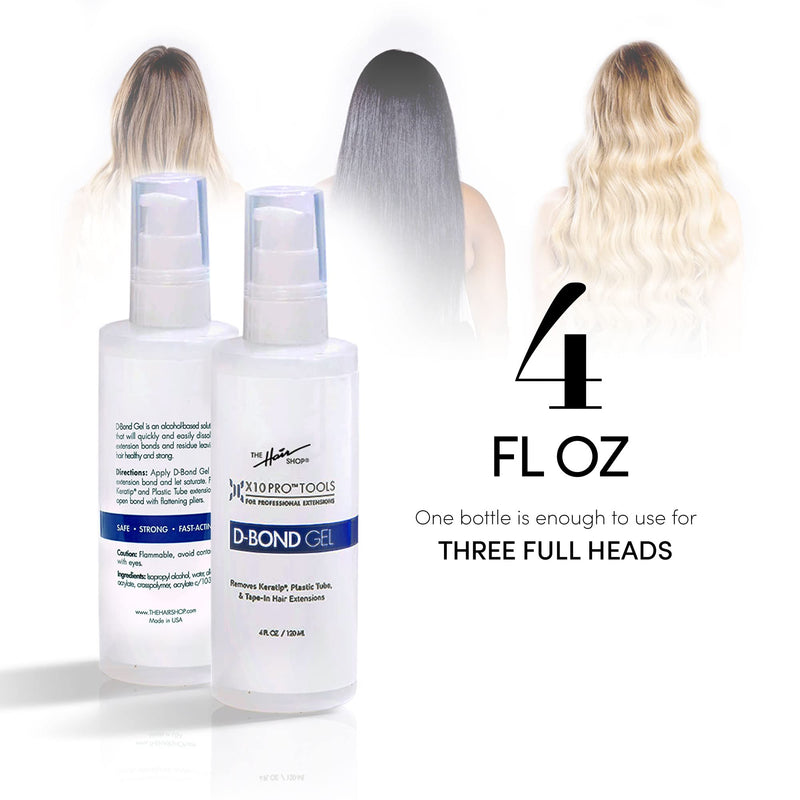 [Australia] - X10 Pro-Tools D Bond Gel Remover by The Hair Shop, Keratin Glue Fusion Pre Bonded U Tip, K Tip Adhesive Remover For Super Or Regular Keratip, For Keratin Glue, Tape-Ins and Shrinkies (4 oz Bottle) 